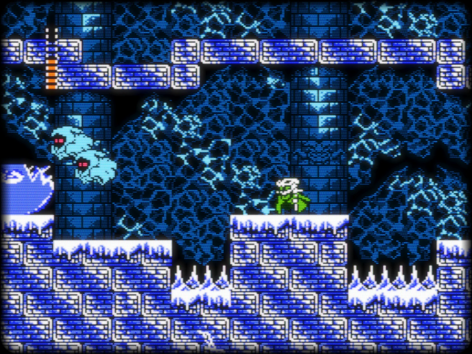 A screenshot from the ice castle level, just gorgeous