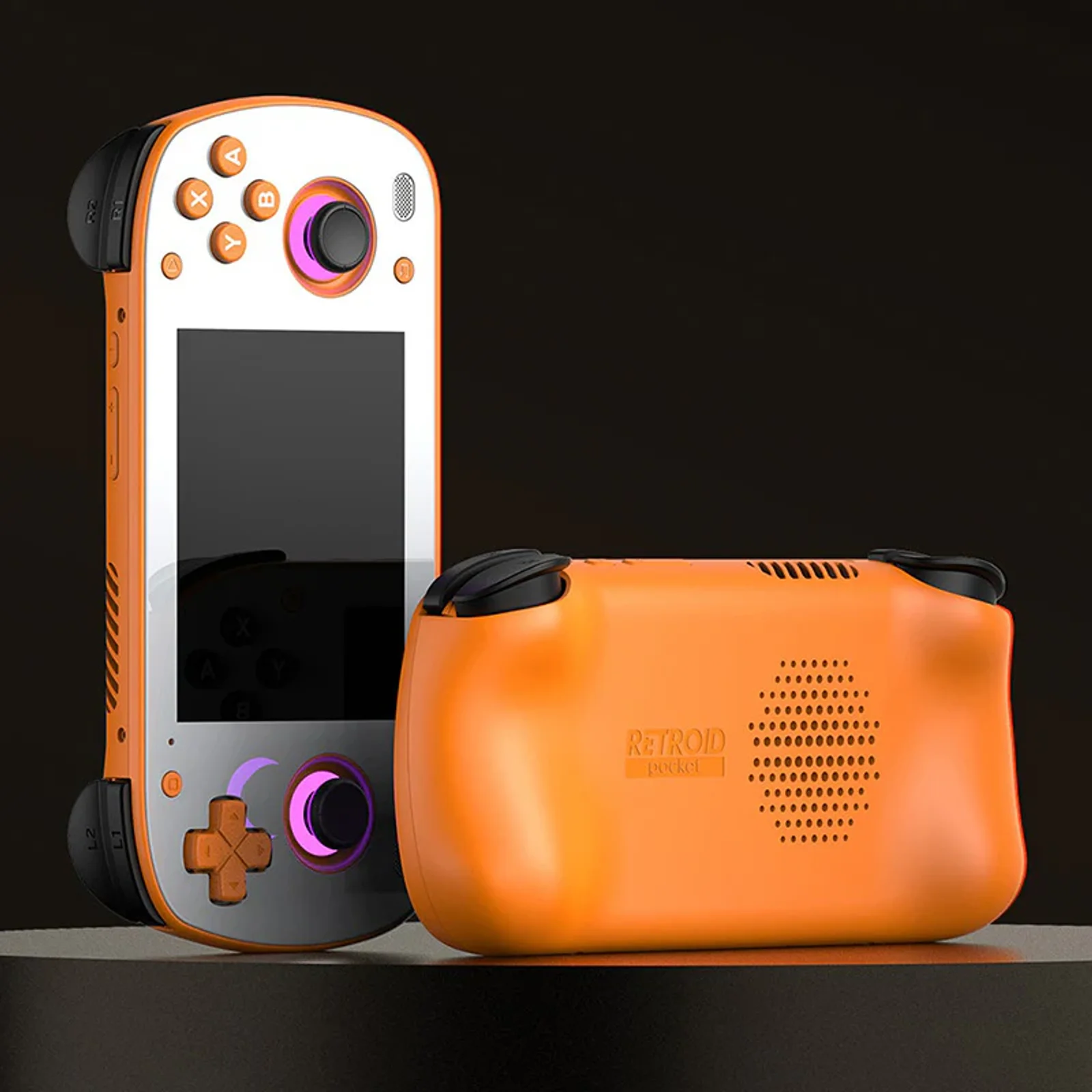 The Retroid Pocket Mini v1 in orange