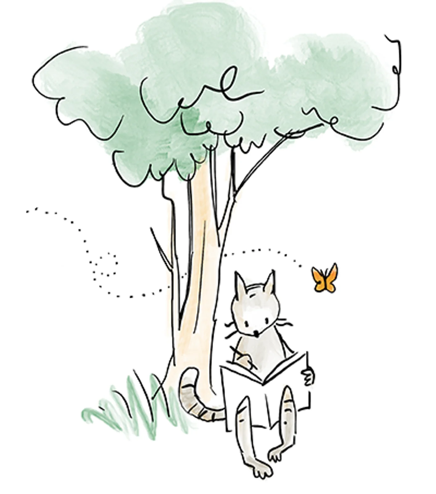 An illustration of an ocelot writing.
